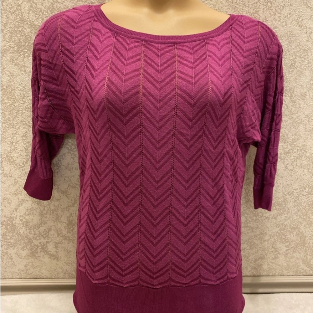 White House Black Market Raspberry Chevron Sweater